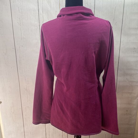 Lucky Brand Womens Terry Wrap Cotton Burgundy Belted Jacket - Picture 10 of 12